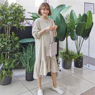Fill-hem Crinkled Midi Dress