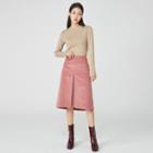 Slit-side Corduroy Midi Skirt