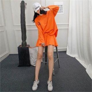 Set: Hooded Lettering Top + A-line Skort