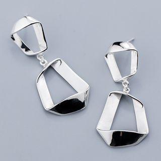 925 Sterling Silver Twisted Hoop Dangle Earring 1 Pair - S925 Silver - As Shown In Figure - One Size