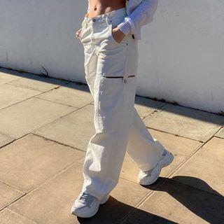 High-waist Cut-out Wide-leg Pants