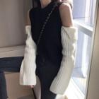 Cold-shoulder Sweater As Shown In Figure - One Size
