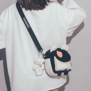 Bear Ear Fluffy Crossbody Bag / Bag Charm / Carrot Brooch / Set