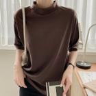 Plus Size Plain Mock-neck T-shirt