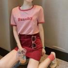 Lettering Short-sleeve T-shirt / Mini Pencil Skirt