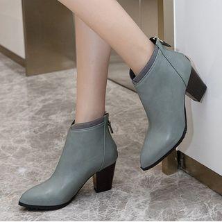 Pointy-toe Block Heel Ankle Boots