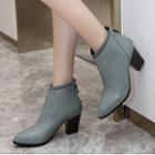 Pointy-toe Block Heel Ankle Boots