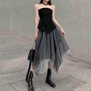 Tube Top / Midi Mesh Skirt