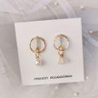Non-matching Hoop & Faux Pearl Drop Earring 1 Pair - S925 Silver - Ear Studs - One Size