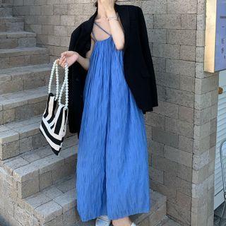 Strappy Ruched Midi Shift Dress