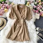 Double-breasted Short-sleeve Lapel Dress