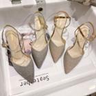Glitter Pointy-toe Kitten Heel Sandals
