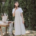 Detachable-pouch Midi A-line Overall Dress
