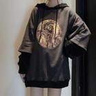 Printed Mock Two Piece Oversized Hoodie