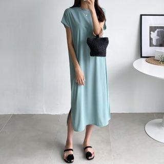 Cap-sleeve Ribbed Long Dress