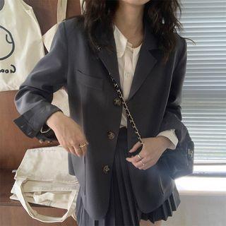 Single-breasted Blazer / Pleated Mini A-line Skirt / Set
