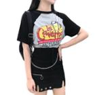 Short-sleeve Print T-shirt / Grommet A-line Slit Mini Skirt