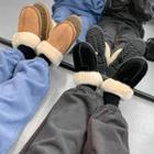 Faux-fur Lined Cowhide Slippers
