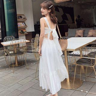 Sleeveless Ribbon Back Midi Dress