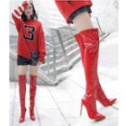 Stiletto Heel Pointy-toe Patent Over-the-knee Boots