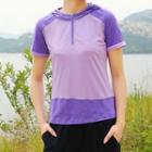 Short-sleeve Half-zip Hooded Sports T-shirt