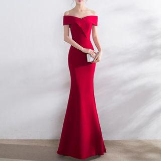 Off-shoulder Slit-side Mermaid Evening Gown