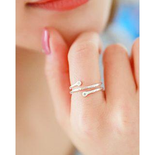 Rhinestone Spiral Silver Open Ring