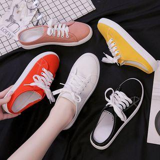 Canvas Lace-up Sneaker Mules