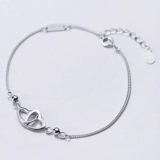 925 Sterling Silver Interlocking Heart Bracelet