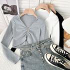 Collared Zipper Crop T-shirt In 7 Colors