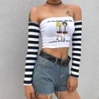 Cold Shoulder Long-sleeve Crop T-shirt