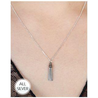Tassel-pendant Silver Chain Necklace
