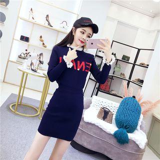 Set: Lettering Knit Top + Knit Skirt