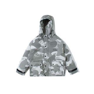 Camo Print Buttoned Hooded Jacket