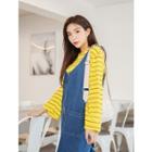 Plus Size Wide Long-sleeve Striped T-shirt