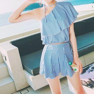 Set Of 3: Striped Swim Top + Swim Shorts
