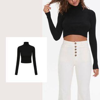 Mock-neck Long Sleeve Crop Top