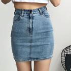 Denim Mini Fitted Skirt