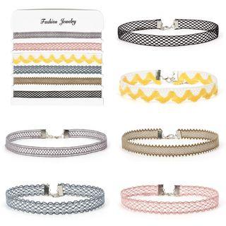 Set: Lace Choker (various Designs) Set Of 6 - Multicolor - One Size