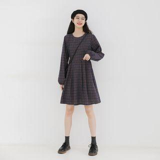 Plaid Long-sleeved Dress