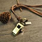 Faux Leather Whistle Pendant Necklace Coffee - One Size