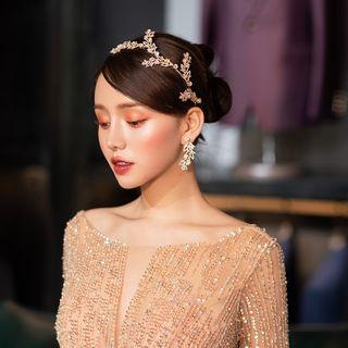 Wedding Set: Rhinestone Headpiece + Clip-on Earring