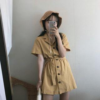 Short-sleeve Notch-lapel Shirtdress