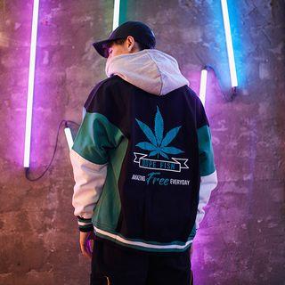 Loose-fit Color Block Baseball Jacket