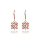 Elegant And Fashion Plated Rose Gold Flower Earrings With Cubic Zircon Rose Gold - One Size