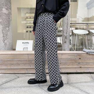 Checkerboard Straight-leg Pants