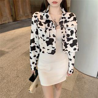 Printed Button Jacket Jacket - Black & White - One Size