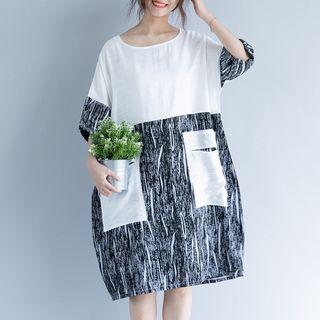 Pocketed Elbow-sleeve Dress