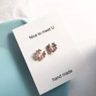 Flower Earring Clip On Earring - 1 Pair - Pink & Rose Gold - One Size