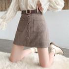 Buttoned Front Pocket Mini Skirt
